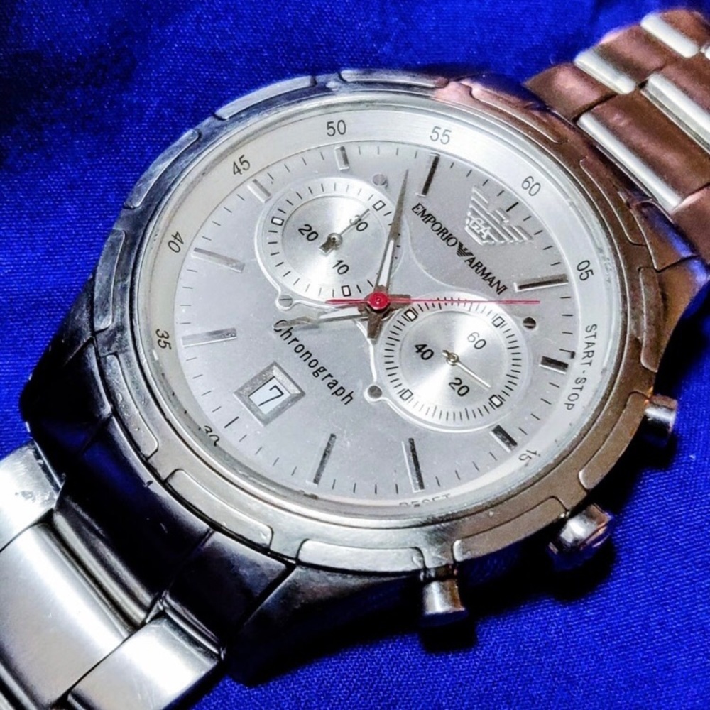 Emporio Armani AR0534 Swiss 43mm Chrono Men's Watch EUC